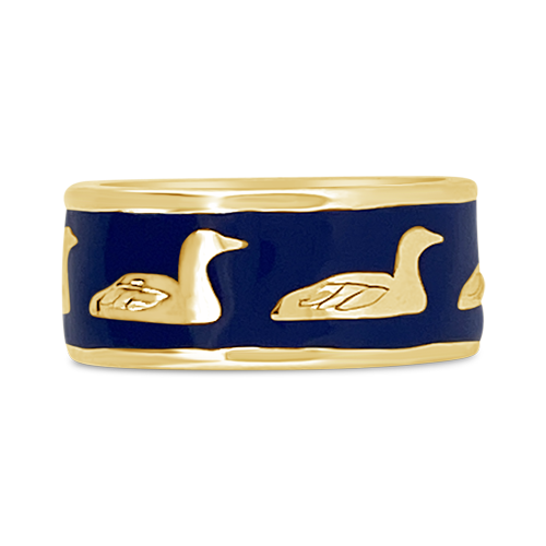 Blue Enamel Loon Ring