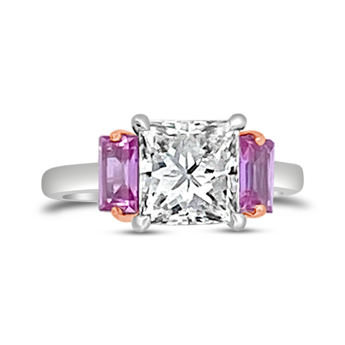 Diamond & Pink Sapphire Engagement Ring