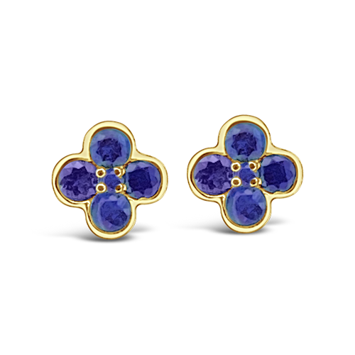 Blue Sapphire Clover Design Earrings