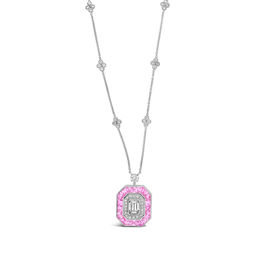 Diamond & Pink Sapphire Necklace