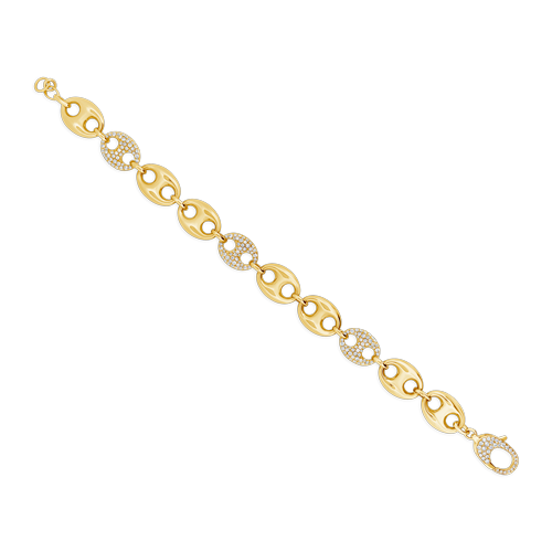 Diamond Puffed Mariner Link Bracelet