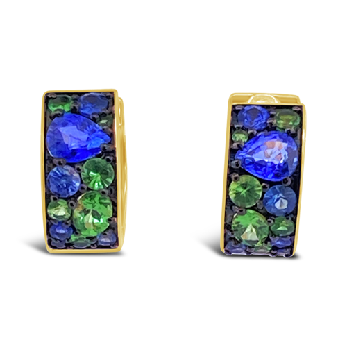 Blue Sapphire & Tsavorite Earrings