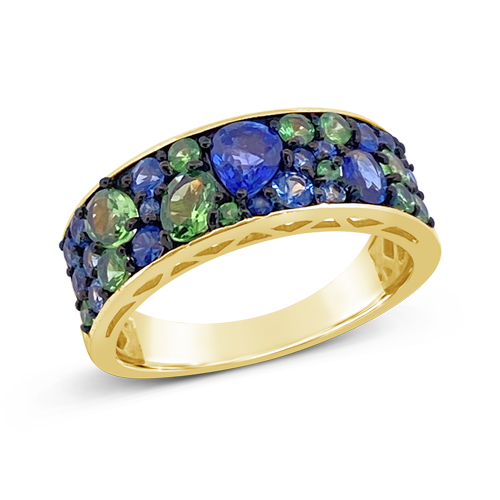 Blue Sapphire & Tsavorite Ring