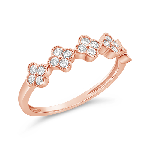 Rose Gold & Diamond Flower/Clover Ring