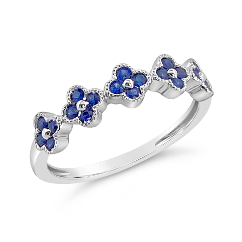 Sapphire Flower/Clover Ring