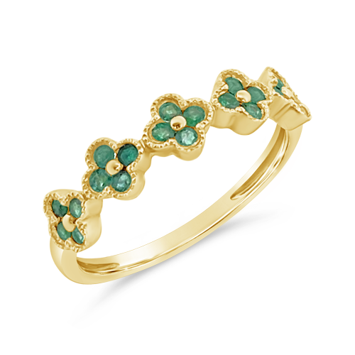 Emerald Flower/Clover Ring