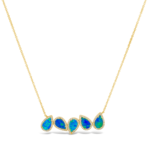 Black Opal Bar Pendant Necklace