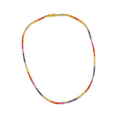 Rainbow Sapphire Necklace in Yellow Gold