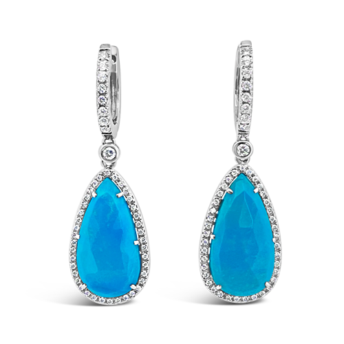 Turquoise & Diamond Drop Earrings