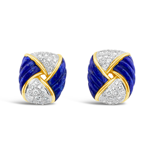 Lapis & Diamond Tiffany Estate Earrings