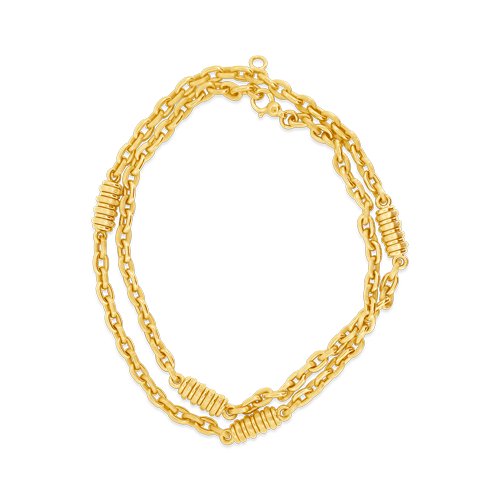 Gold Link Chain with Barrel Accents