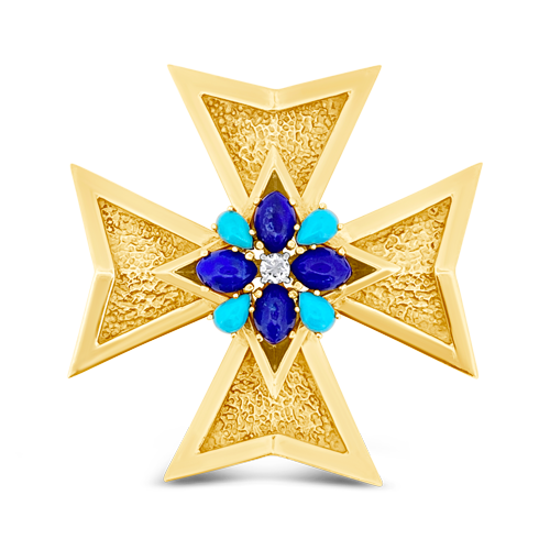Lapis, Turquoise & Diamond Pendant