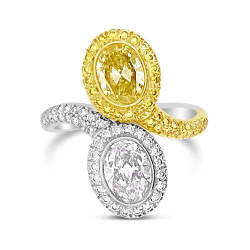 Yellow & White Diamond Bypass Ring