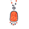 Coral & Diamond Buddha Necklace