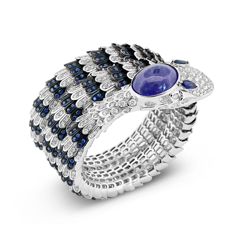 Sapphire, Diamond & Tanzanite Snake Bracelet