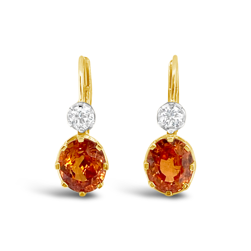 Citrine & Diamond Dangle Earrings