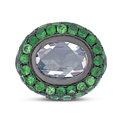 Tsavorite & Diamond Ring