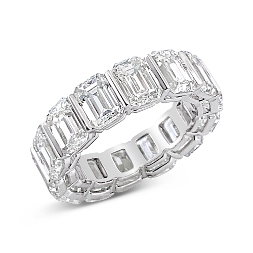 Emerald cut Diamond Bar Set Eternity Band