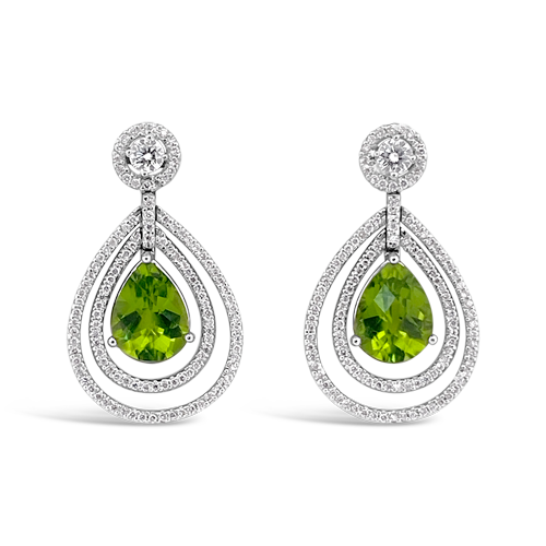 Peridot & Diamond Dangle Earrings