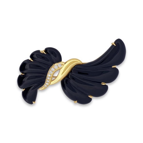 Onyx & Diamond Spray Design Pin