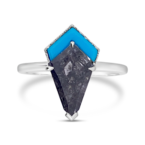 Unique Black Diamond & Turquoise Ring