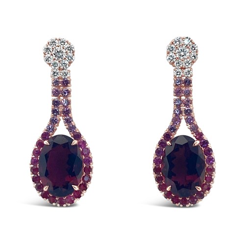 Spinels, Rubies, Pink Sapphires & Diamond Earrings