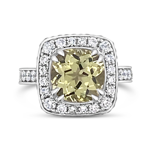Yellow Beryl & Diamond Ring