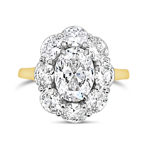 Oval Diamond Ring with Oval Diamond Halo