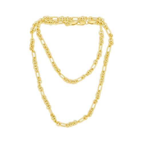 Oval & Round Link Gold Necklace