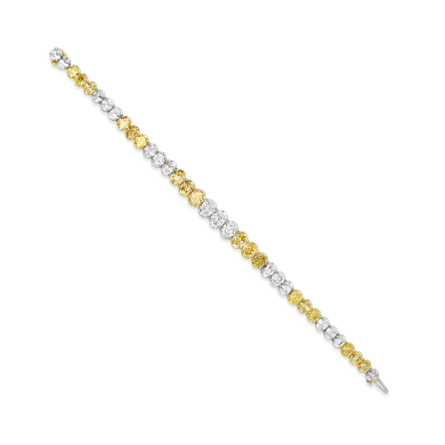 Oval Yellow & White Diamond Bracelet