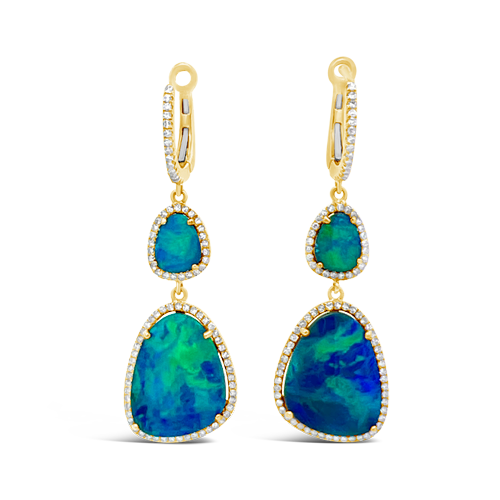 Opal & Diamond Dangle Earrings