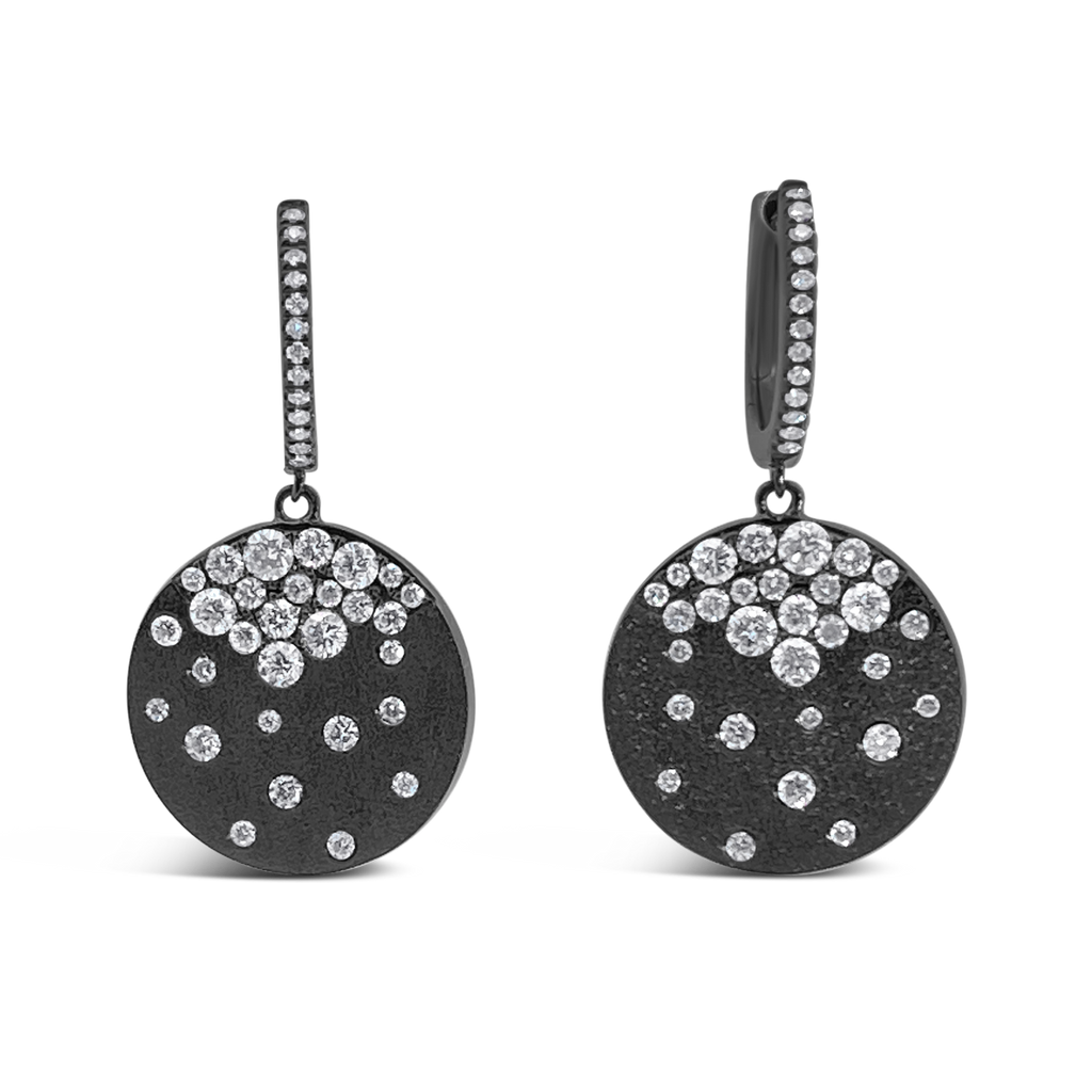 Diamond Confetti Earrings with Blackened Gold