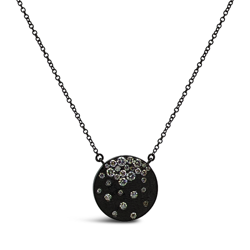 Diamond Confetti Pendant with Blackened Gold