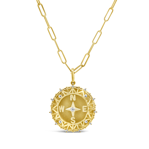 Gold & Diamond Compass Pendant