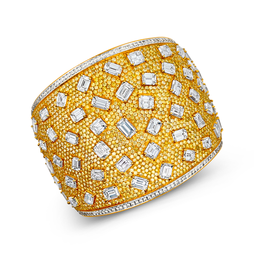 Yellow & White Diamond Cuff Bracelet