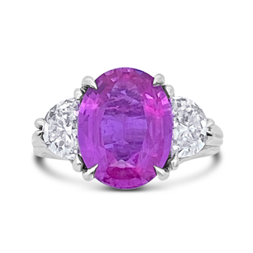 Pink Sapphire & Diamond Ring