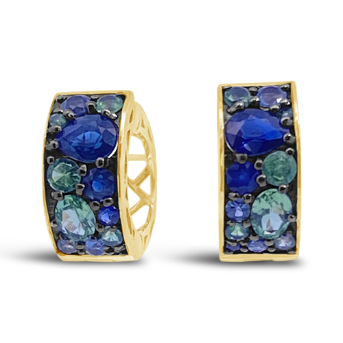 Sapphire & Tsavorite Hoop Style Earrings