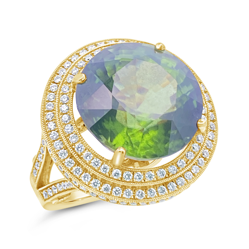 Peridot & Diamond Ring