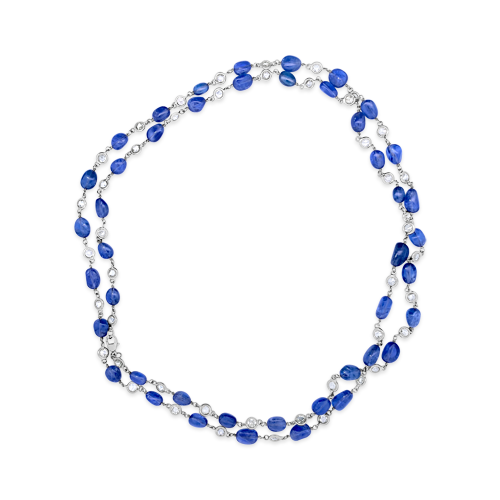 Diamond & Sapphire Bead Estate Necklace
