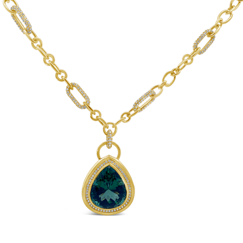 Green Tourmaline & Diamond Necklace