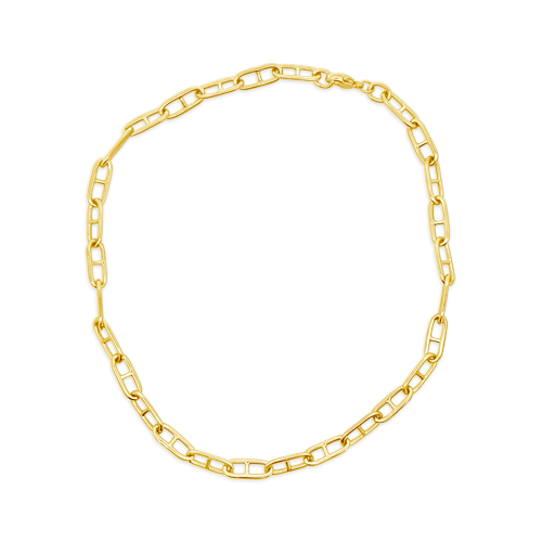 Yellow Gold Anchor Link Chain Necklace