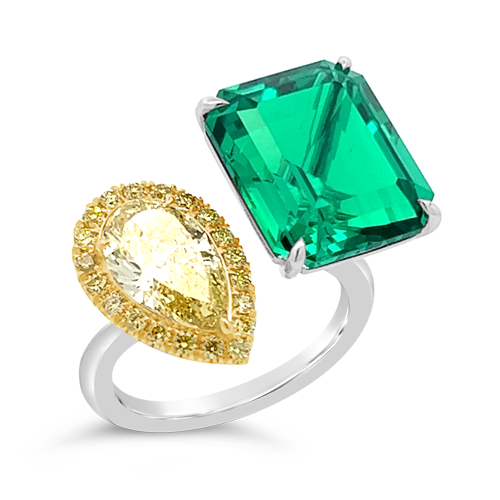 Emerald & Yellow Diamond Bypass Ring