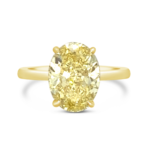 Oval Fancy Intense Yellow Diamond Ring