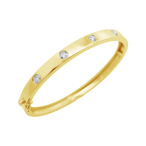 Gold & Diamond Bangle Bracelet