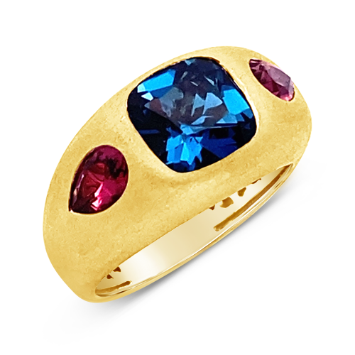 Blue Topaz & Pink Tourmaline Ring