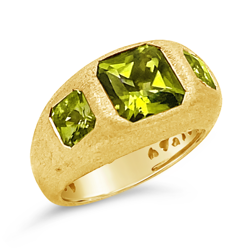 Triple Peridot & Yellow Gold Ring