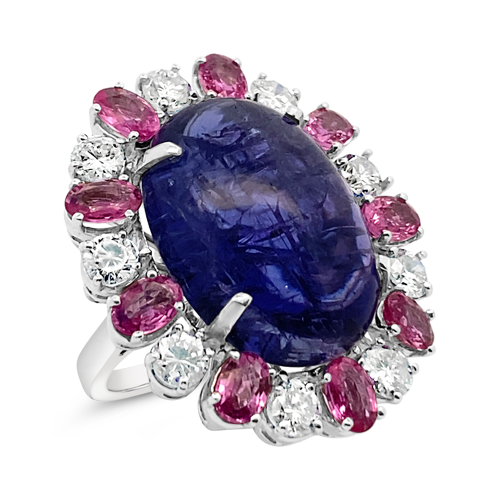 Tanzanite, Pink Sapphire & Diamond Ring