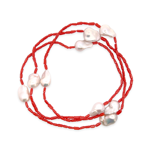 Baroque Pearl & Coral Necklace
